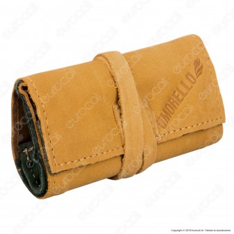 Il Morello Pocket Mini Portatabacco in Vera Pelle Colore Giallo e