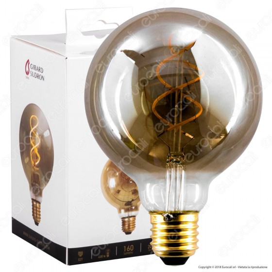 Girard Sudron Lampadina E27 Filamento LED a Doppia Spirale 4W Globo Girard Sudron Lampadina E27 Filamento LED a Doppia Spirale 4W Globo