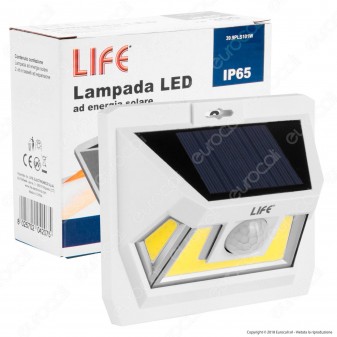 Life Lampada LED da Muro 7W con Pannello Solare e Sensore di