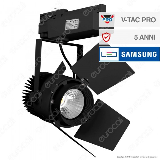 V-Tac PRO VT-433 Track Light LED COB 33W Colore Nero Chip Samsung - V-Tac PRO VT-433 Track Light LED COB 33W Colore Nero Chip Samsung -