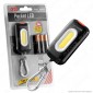 CFG Pocket LED Torcia LED COB Tascabile con Magnete Colore Nero - Batteria Inclusa