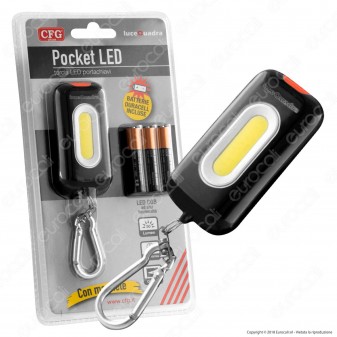 CFG Pocket LED Torcia LED COB Tascabile con Magnete Colore Nero -