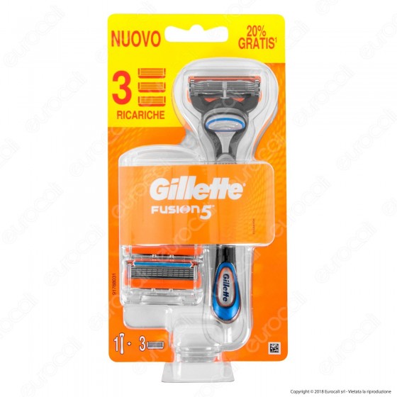 Gillette Fusion5 Rasoio a 5 Lame con 3 Ricariche Gillette Fusion5 Rasoio a 5 Lame con 3 Ricariche