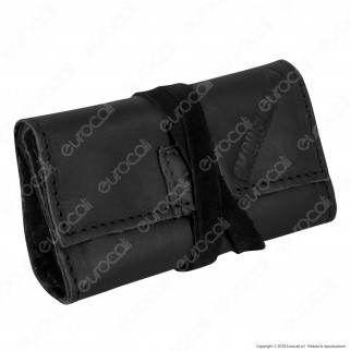 Il Morello Pocket Mini Portatabacco in Vera Pelle Colore Nero