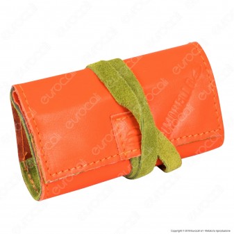 Il Morello Pocket Mini Portatabacco in Vera Pelle Colore Arancione e