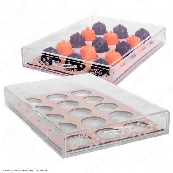 Cassetto Porta Capsule in Plexiglass Trasparente con Incisioni Laser Cassetto Porta Capsule in Plexiglass Trasparente con Incisioni Laser