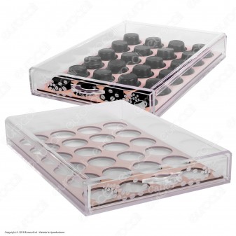 Cassetto Porta Capsule in Plexiglass Trasparente con Incisioni Laser