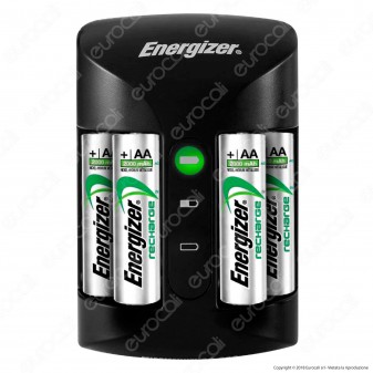 Energizer Accu Recharge Pro Caricabatterie Professionale + 4 Pile Stilo AA 2000mAh