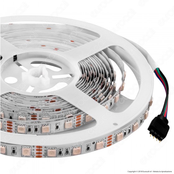 V-Tac Striscia LED 5050 Multicolore RGB 60LED/metro - Bobina da 5 V-Tac Striscia LED 5050 Multicolore RGB 60LED/metro - Bobina da 5
