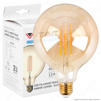 V-Tac VT-2153 Lampadina LED E27 12,5W Globo G125 Filamento Ambrata -