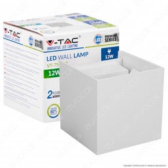 V-Tac VT-759-12 Lampada da Muro Wall Light Bianca con Doppio LED COB 12W - SKU 8527 / 8528