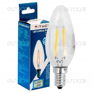 V-Tac VT-1886 Lampadina LED E14 2W Candela Filamento - SKU 4260