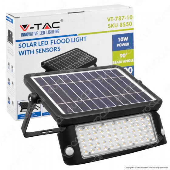 V-Tac VT-787-10 Lampada da Muro LED 10W con Pannello Solare e Sensore V-Tac VT-787-10 Lampada da Muro LED 10W con Pannello Solare e Sensore