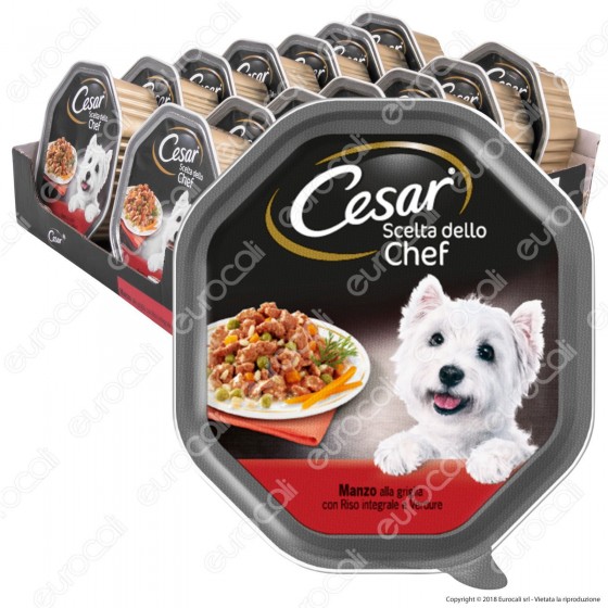 Cesar Scelta dello Chef per Cani con Manzo alla Griglia, Riso Integrale e Verdure - 14 Vaschette da 150g Cesar Scelta dello Chef per Cani con Manzo alla Griglia, Riso Integrale e Verdure - 14 Vaschette da 150g