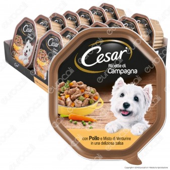 Cesar Ricette di Campagna Cibo per Cani con Pollo e Misto Verdurine
