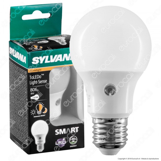 Sylvania Lampadina LED E27 8W Bulb A60 con Sensore Crepuscolare - Sylvania Lampadina LED E27 8W Bulb A60 con Sensore Crepuscolare -