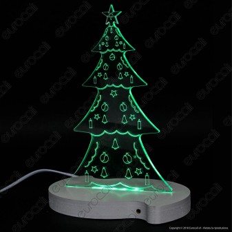 Lampada con Illuminazione LED RGB e Telecomando con Forma Albero di Natale in Legno e Plexiglass - Made in Italy