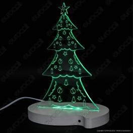 Lampada Albero di Natale in Plexiglass con Disegni Incisi al Laser e