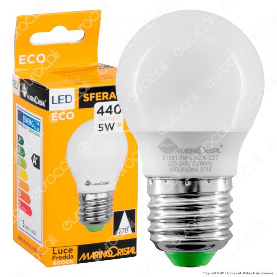 Marino Cristal Serie ECO Lampadina LED E27 5W MiniGlobo G45 - mod. Marino Cristal Serie ECO Lampadina LED E27 5W MiniGlobo G45 - mod.
