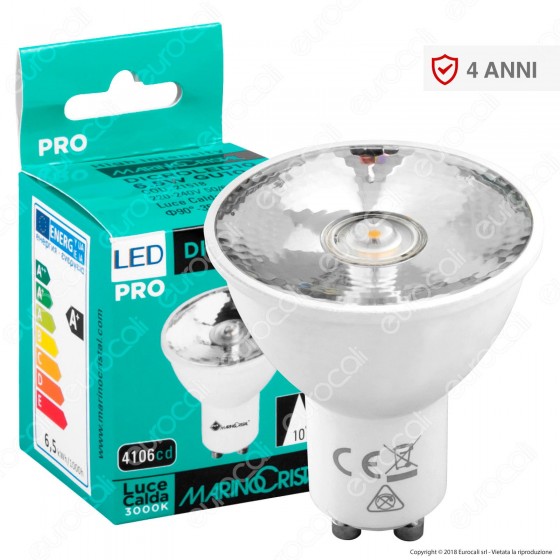 Marino Cristal Serie PRO Dicroled10 Lampadina LED GU10 6,5W Faretto Marino Cristal Serie PRO Dicroled10 Lampadina LED GU10 6,5W Faretto