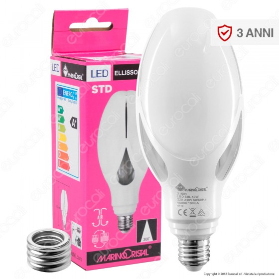 Marino Cristal Serie STD Lampadina LED Bulb Hi-Power E27 40W - mod. Marino Cristal Serie STD Lampadina LED Bulb Hi-Power E27 40W - mod.