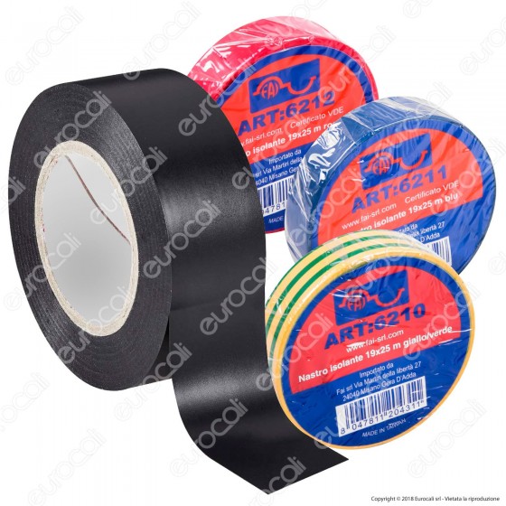 FAI Nastro Isolante Certificato VDE 25 Metri - mod. 6210 / 6211 / FAI Nastro Isolante Certificato VDE 25 Metri - mod. 6210 / 6211 /