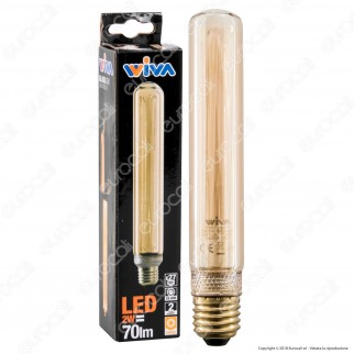 Wiva GlassLight Lampadina LED E27 2W Tubolare Ambrata con Incisioni