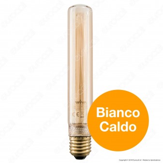 Wiva GlassLight Lampadina LED E27 2W Tubolare Ambrata con Incisioni