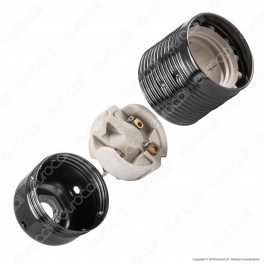 FAI Portalampada in Metallo per Lampadine E27 Colore Nero
