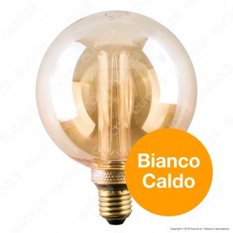 Wiva GlassLight Lampadina LED E27 4W Globo G125 Ambrata con Incisioni