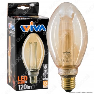 Wiva GlassLight Lampadina LED E27 2,5W Bulb A75 Ambrata con Incisioni