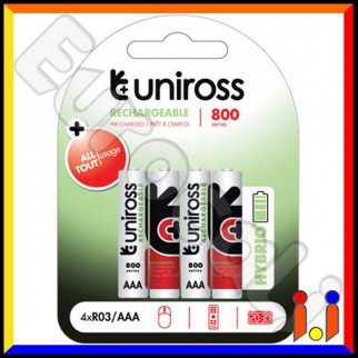 Uniross Hybrio 800 Series Pile Ricaricabili Ministilo AAA - Blister 4