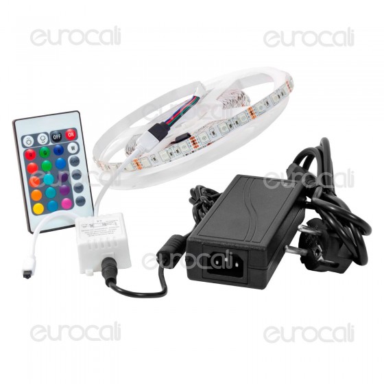 V-Tac Kit con Striscia LED 5050 Multicolore RGB 5mt Controller e Alimentatore 
