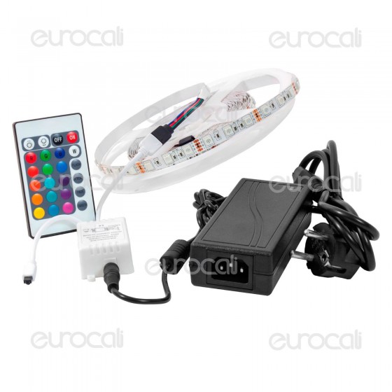 V-Tac Kit con Striscia LED 5050 Multicolore RGB 5mt Controller e V-Tac Kit con Striscia LED 5050 Multicolore RGB 5mt Controller e