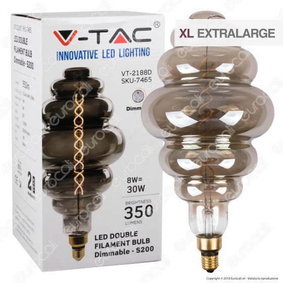 V-Tac VT-2188D Lampadina E27 Filamento LED 8W Rings Bulb Vetro V-Tac VT-2188D Lampadina E27 Filamento LED 8W Rings Bulb Vetro