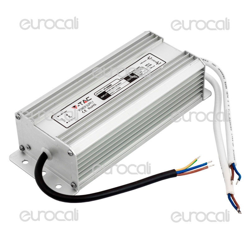 V-Tac Alimentatore 60W Impermeabile IP65 a 2 Uscite con Cavi a