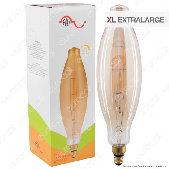 FAI Lampada LED Vintage XL E27 11W Tubolare Filamento Ambrata FAI Lampada LED Vintage XL E27 11W Tubolare Filamento Ambrata