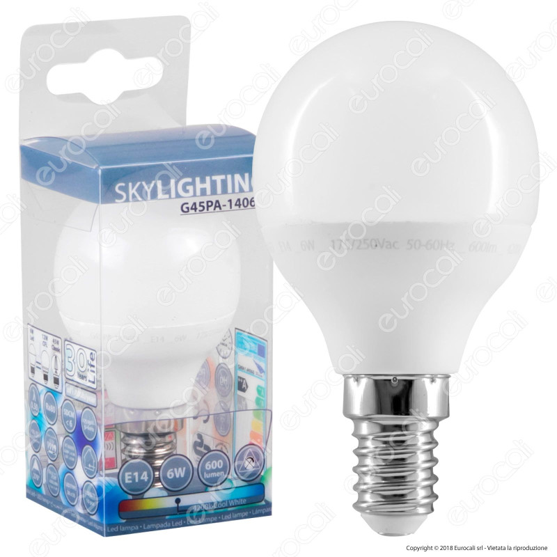 SkyLighting Lampadina LED E14 6W MiniGlobo P45 - mod. G45PA-1406C / SkyLighting Lampadina LED E14 6W MiniGlobo P45 - mod. G45PA-1406C /