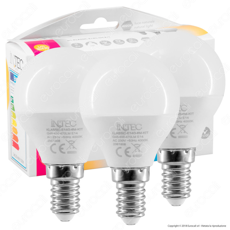 Fan Europe Intec Light Confezione Risparmio 3 Lampadine LED E14 6W