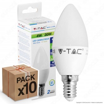 10 Lampadine LED V-Tac VT-1818 E14 4W Candela - Pack Risparmio