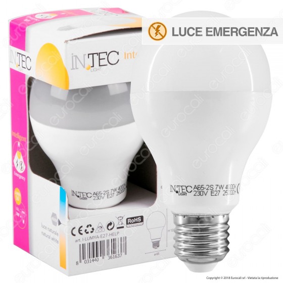 Fan Europe Intec Light Lampadina LED E27 7W Bulb A65 Emergenza Anti Fan Europe Intec Light Lampadina LED E27 7W Bulb A65 Emergenza Anti