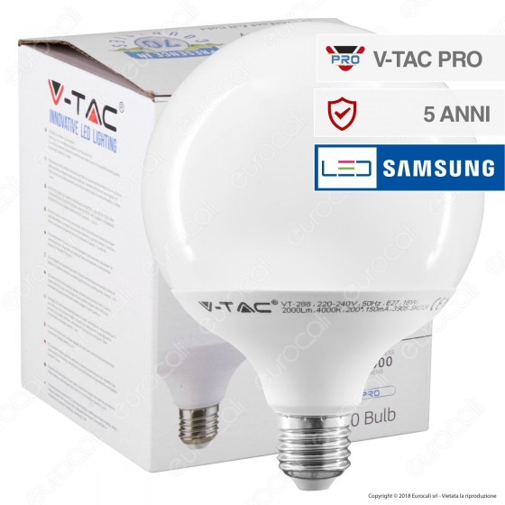 V-Tac PRO VT-288 Lampadina LED E27 18W Globo G120 Chip Samsung - SKU V-Tac PRO VT-288 Lampadina LED E27 18W Globo G120 Chip Samsung - SKU