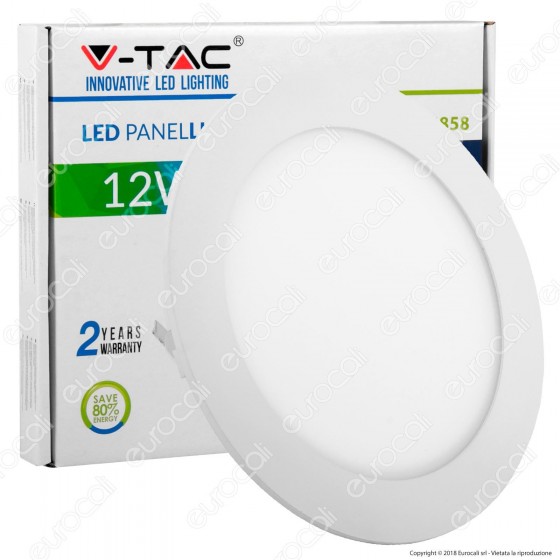 V-Tac VT-1207 RD Pannello LED Rotondo 12W SMD da Incasso con Driver - V-Tac VT-1207 RD Pannello LED Rotondo 12W SMD da Incasso con Driver -