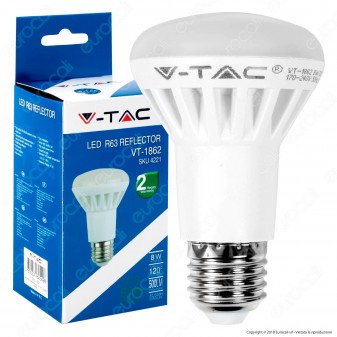 V-Tac VT-1862 Lampadina LED E27 8W Bulb Reflector R63 - SKU 4221 /