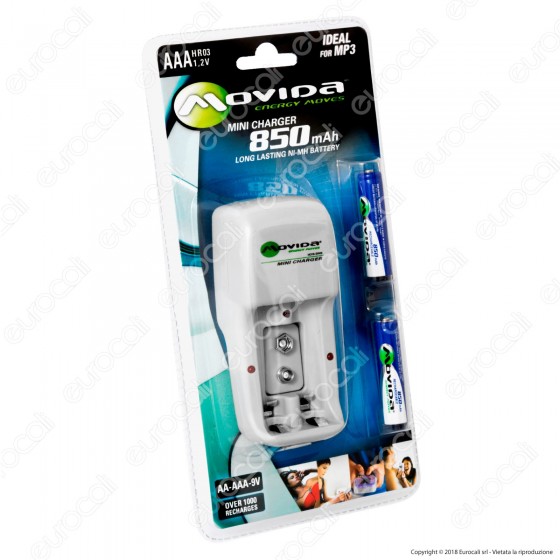 Movida Mini Charger Caricabatterie + 2 Pile Ministilo AAA 850mAh Movida Mini Charger Caricabatterie + 2 Pile Ministilo AAA 850mAh