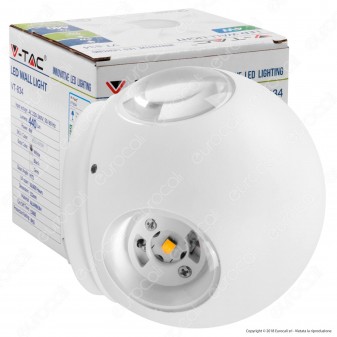 V-Tac VT-834 Lampada da Muro Wall Light LED 4W Forma Sferica Colore Bianco IP65 - SKU 8551 / 8552