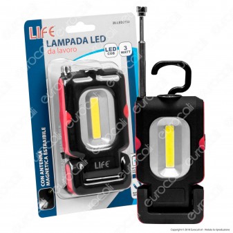 Life Lampada LED da Lavoro 3W Multifunzione con Magneti - mod. 39.LED3103