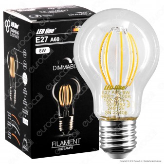 LED Line Lampadina LED E27 8W Bulb A60 Filamento Grafene Dimmerabile - mod. 249129