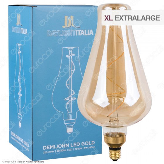 Daylight Lampadina E27 Filamento LED a Spirale 5W Bulb con Vetro Ambrato Dimmerabile - mod. 700185.00L Daylight Lampadina E27 Filamento LED a Spirale 5W Bulb con Vetro Ambrato Dimmerabile - mod. 700185.00L