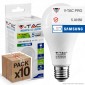 10 Lampadine LED V-Tac PRO VT-215 E27 15W Bulb A66 Chip Samsung - Pack Risparmio